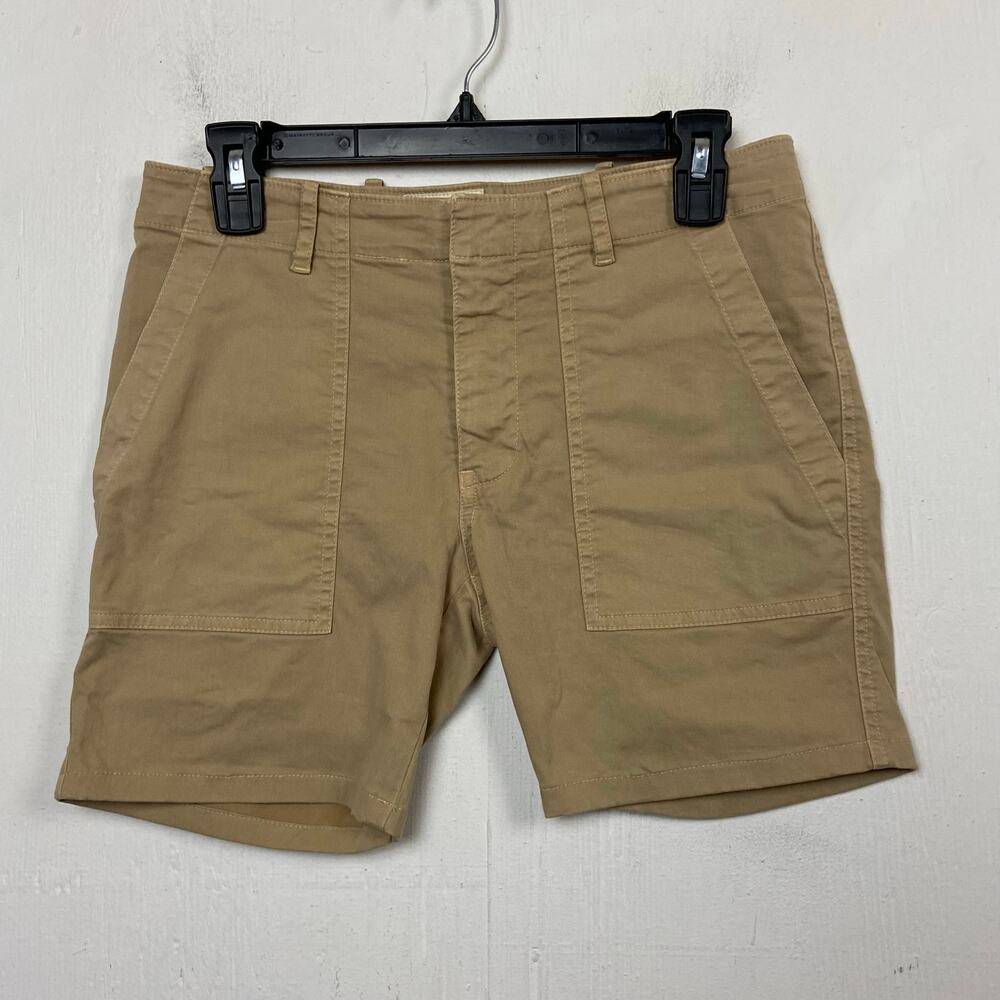 Nili Lotan Women's Khaki Tan Utility Chino Casual Cotton Stretch Shorts Size 4